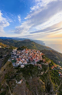 Images Dated 17th September 2020: Castelmola, Sicily. Aerial view of the village on the top of a mountain near Taormina at