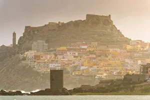 Sardegna Prints: Castelsardo at dawn, Sassari province, Sardinia, Italy