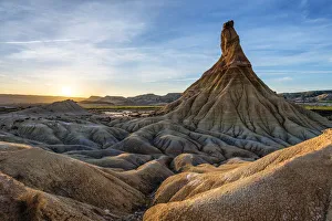 Geologic Formation Prints: Castildetierra at sunset. Castildetierra, Arguedas, Bardenas Reales natural park