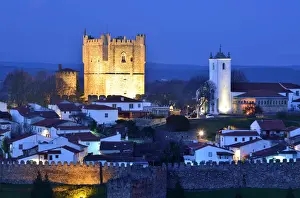 The castle and the 12th century medieval citadel of Braganca at dusk. Tras-os-Montes