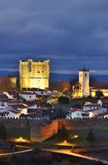 Walled City Prints: The castle and the 12th century medieval citadel of Braganca at dusk. Tras-os-Montes