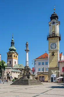 City Center Prints: Castle and Clock Tower, Slovak National Uprising Square (SNP), Banska Bystrica, Slovakia
