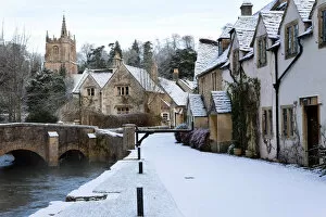 Castle Combe in the snow, Cotswolds, Wiltshire