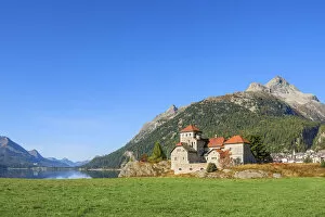 Images Dated 13th September 2021: Castle Crap da Sass with Lake Silvaplana, Upper Engadin, Grisons (Graubunden), Switzerland