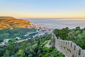 Sesimbra Prints: Castle hill. Sesimbra castle dating back to the IX century. Portugal