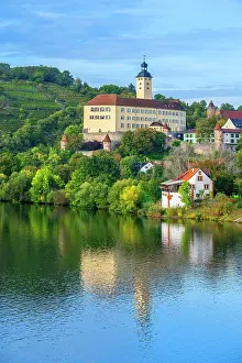Odenwald Prints: Castle Horneck, Castle of the Teutonic Order with river Neckar