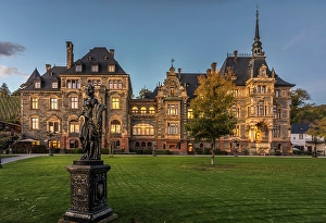Neo Gothic Prints: Castle Lieser at blue hour, Lieser, Mosel, Rhineland-Palatinate, Germany