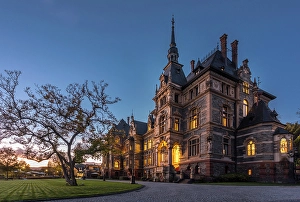 Neo Gothic Prints: Castle Lieser at blue hour, Lieser, Mosel, Rhineland-Palatinate, Germany