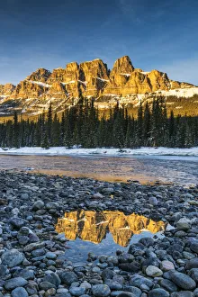 Mirror Image Prints: Castle Mountain at Sunset, Banff National Park, Aberta, Canada