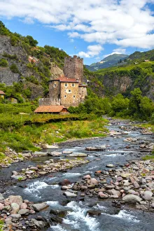 Torrent Prints: Castle Novale in autumn Europe, Italy, South Tyrol, Sarentino Valley, Bolzano province