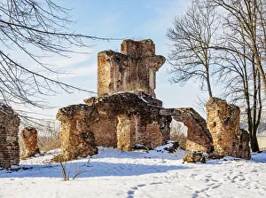 Castle and Palace ruins, winter, Zawieprzyce, Lublin Voivodeship, Poland Castle and Palace ruins, winter, Zawieprzyce, Lublin Voivodeship, Poland