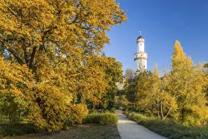 Rhine Main Prints: Castle park of Bad Homburg vor der Hoehe with White Tower, Taunus, Hesse, Germany
