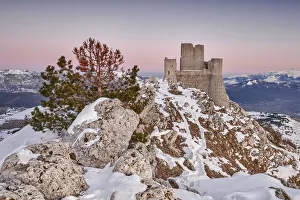Castello Prints: Castle of Rocca Calascio at dusk. Calascio, L Aquila province, Abruzzo, Italy
