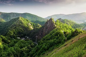 Ahrtal Prints: Castle Are on rocky peak, Altenahr, Ahr valley, Eifel, Rhineland-Palatinate, Germany
