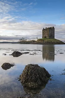Images Dated 20th July 2017: Castle Stalker reflected in Loch Linnhe, Appin, Argyll, Scotland. Winter (December) 2016