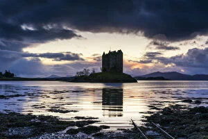 Moody Collection: Castle Stalker at Sunset, Highland Region, Scotland
