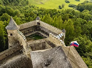 Slovakian Prints: Castle in Stara Lubovna, elevated view, Presov Region, Slovakia