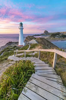 Images Dated 30th August 2018: Castlepoint lighthouse at dawn. Castlepoint, Wairarapa region, North Island, New Zealand
