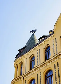 Latvian Prints: Cat House, Livu Square, Old Town, Riga, Latvia