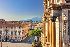 Etna Prints: Catania, Sicily. Elevated view of the town with Etna volcano in the background