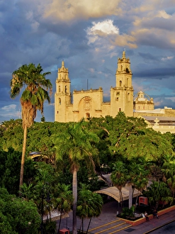 Plaza Mayor Prints: Catedral of San Ildefonso at sunset