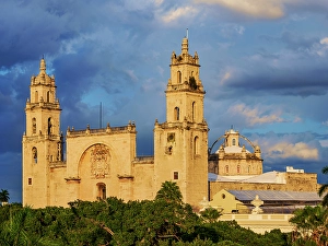 Plaza Mayor Prints: Catedral of San Ildefonso at sunset