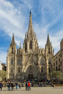 Blue Sky Gallery: The Cathedral of the Holy Cross and Saint Eulalia, Barcelona, Catalonia, Spain