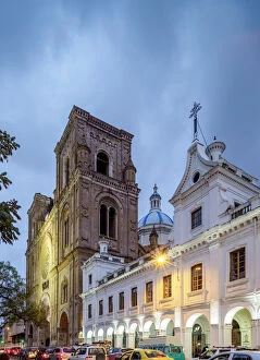 Images Dated 9th October 2018: Cathedral of the Immaculate Conception and San Luis Seminary at twilight, Calderon Park