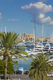 Images Dated 6th October 2017: Cathedral La Seu and harbour, Palma, Mallorca (Majorca), Balearic Islands, Spain