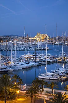 Cathedral La Seu & harbour, Palma, Mallorca, Balearic Islands, Spain