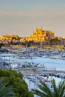Images Dated 23rd November 2011: Cathedral La Seu and harbour, Palma de Mallorca, Mallorca, Balearic Islands, Spain