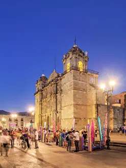 Nightfall Prints: Cathedral of Our Lady of the Assumption at dusk, Oaxaca de Juarez, Oaxaca State, Mexico