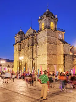 Nightfall Prints: Cathedral of Our Lady of the Assumption at dusk, Oaxaca de Juarez, Oaxaca State, Mexico