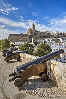 Cathedral and old town skyline, Dalt Vila, Ibiza, Balearic Islands, Spain