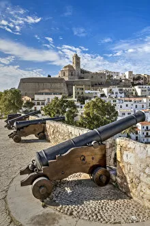 Images Dated 30th March 2020: Cathedral and old town skyline, Dalt Vila, Ibiza, Balearic Islands, Spain