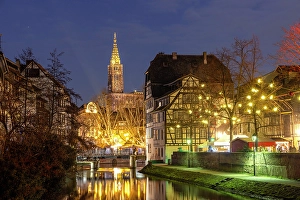 Lit Up Prints: The Cathedral, river III, La Petite France at Christmas