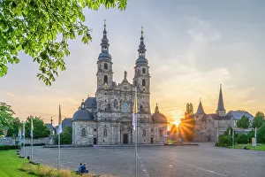 Rhon Prints: Cathedral St. Salvator at sunset, Fulda, Hesse, Germany