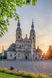 Rhon Prints: Cathedral St. Salvator at sunset, Fulda, Hesse, Germany