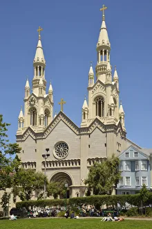 North Beach Prints: Cathedral, Washington Square Park, San Francisco, Bay Area, California, USA