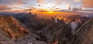 Summit Prints: Catinaccio group panorama from Catinaccio di Antermoia summit during a summer sunset over