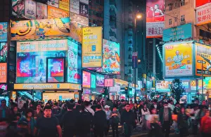 Crossing Prints: Causeway Bay crossing during night, Causeway Bay, east Point, Hong Kong, China