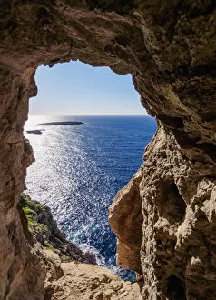 Images Dated 3rd June 2021: Cave at Cap de Cavalleria, Menorca or Minorca, Balearic Islands, Spain