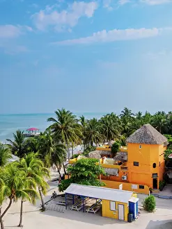 Cayo Caulker Prints: Caye Caulker Village, elevated view, Caye Caulker, Belize District, Belize