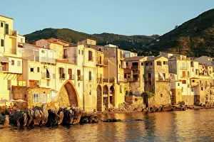 Cefalu Prints: Cefalu old town at sunset, Sicily, Italy