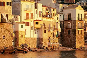 Cefalu Prints: Cefalu old town at sunset, Sicily, Italy