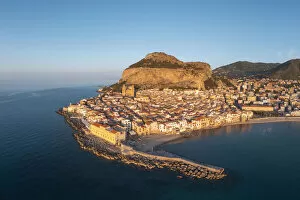 Cefalu Gallery: Cefalu, Sicily, Italy. Aerial cityscape at sunset