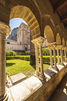 Cefalu, Sicily, Italy. Cloister of the Cefalu Cathedral