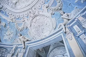 Ceiling frescoes and reliefs, Palazzo Lomellini, Genoa, Liguria, Italy