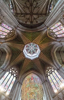 Images Dated 9th May 2023: The ceiling of the nave and the lantern of the Octagon tower, Ely Cathedral, Ely, Cambridgeshire