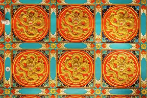 Religious Buildings Prints: Ceiling at Sam San Shrine, Old town, Phuket, Thailand